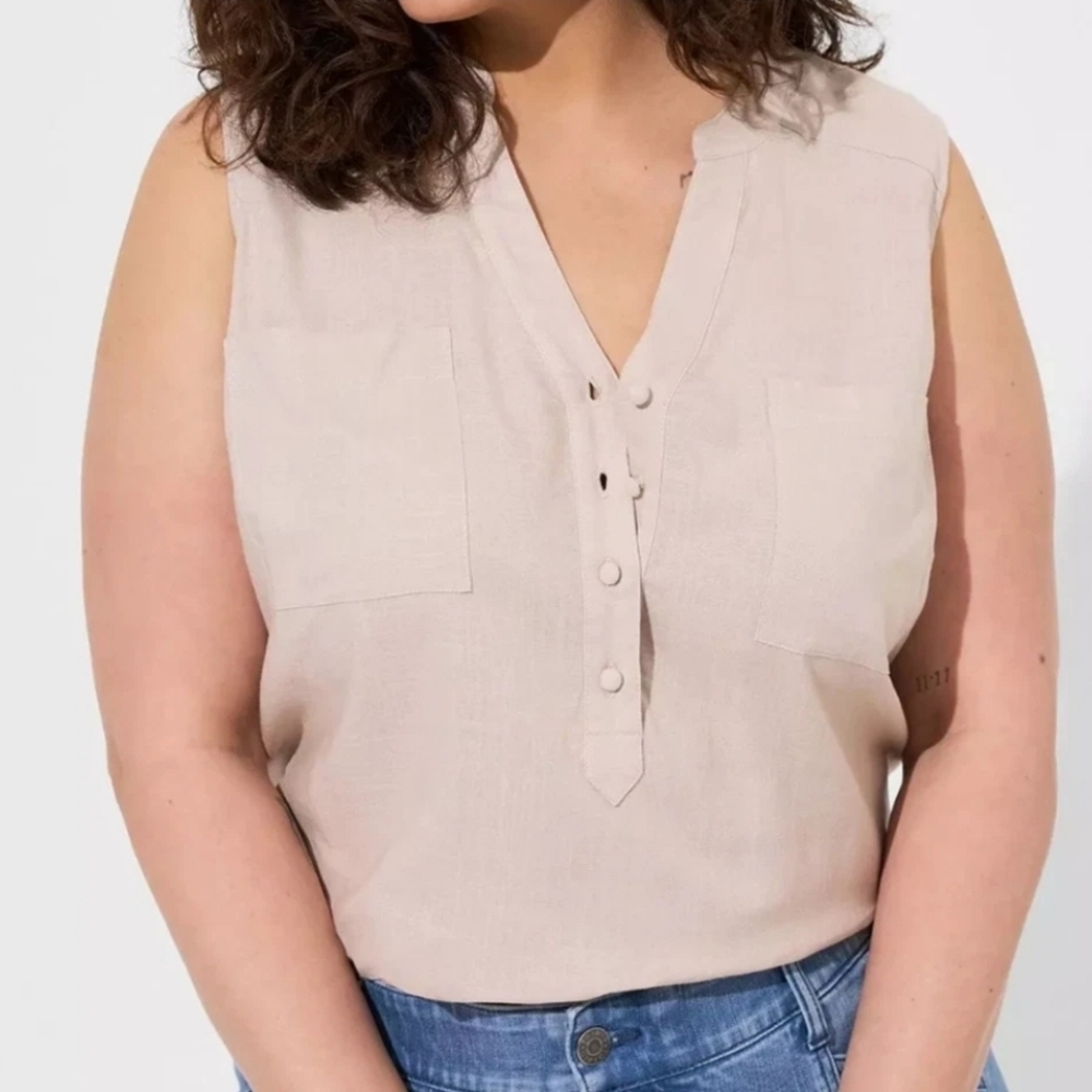 Torrid Harper Sleeveless Linen Blend Top